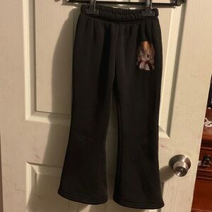 Kids Black Flared Sweatpants with Character Patch